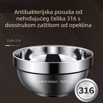 Dvostruki sloj zdjele od 316L nehrđajućeg čelika – izolirana i protiv opeklina, okrugli oblik, mat završni sloj