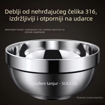 Dvostruki sloj zdjele od 316L nehrđajućeg čelika – izolirana i protiv opeklina, okrugli oblik, mat završni sloj
