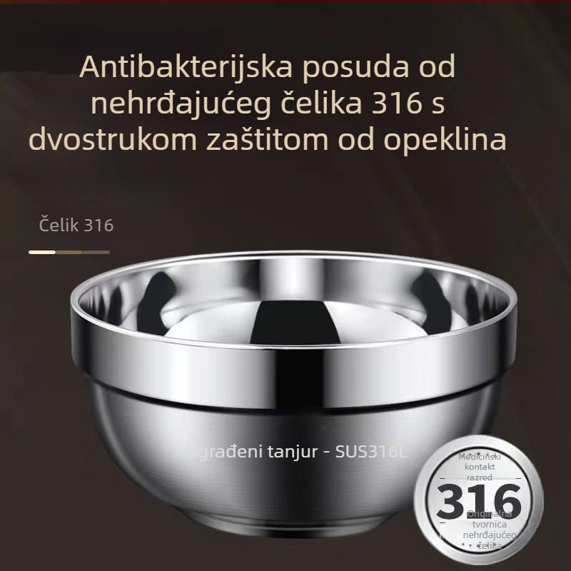 Dvostruki sloj zdjele od 316L nehrđajućeg čelika – izolirana i protiv opeklina, okrugli oblik, mat završni sloj