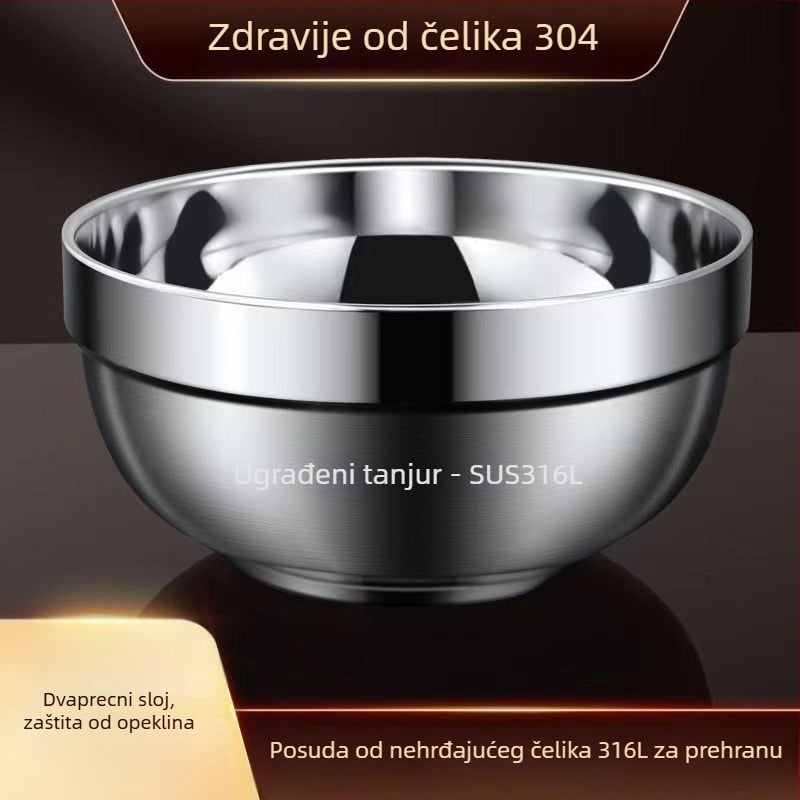 Dvostruki sloj zdjele od 316L nehrđajućeg čelika – izolirana i protiv opeklina, okrugli oblik, mat završni sloj