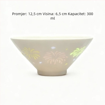 Keramička zdjela za rižu u obliku šešira, dekor ispod glazure, moderni minimalistički stil, pogodna za mikrovalnu