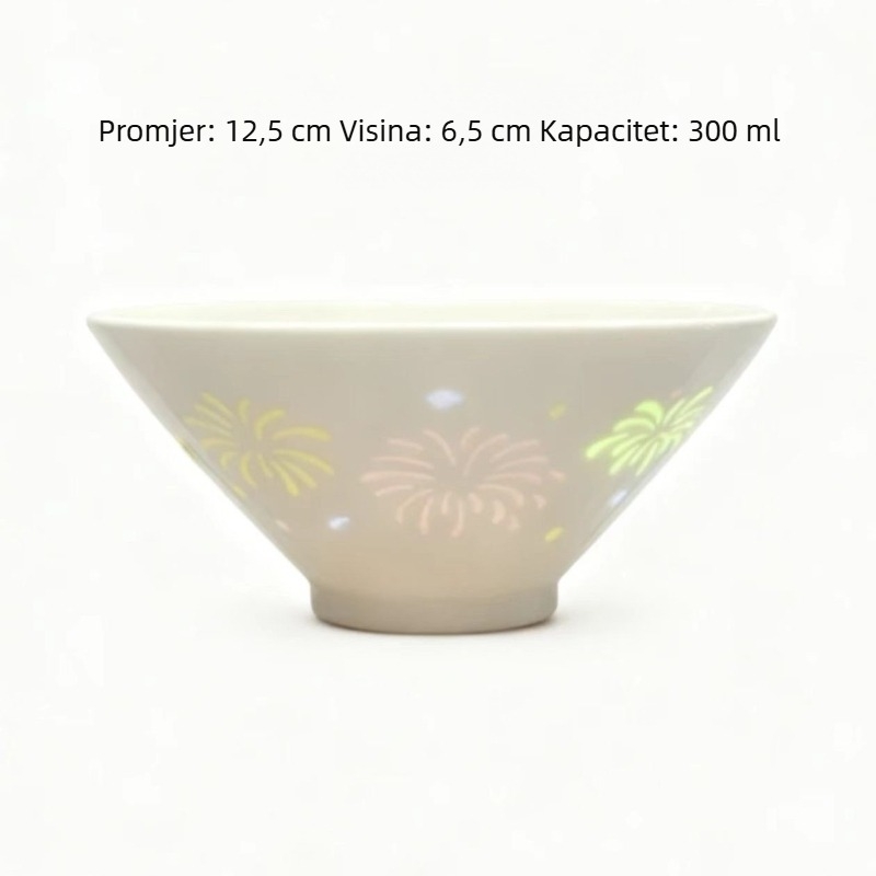 Keramička zdjela za rižu u obliku šešira, dekor ispod glazure, moderni minimalistički stil, pogodna za mikrovalnu