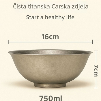 Parna zdjela od titanijeve legure, okrugla, površina od čistog titana, antibakterijska, otporna na toplinu, mikrovalna sigurna, prilagodljiva — moderni minimalistički stil