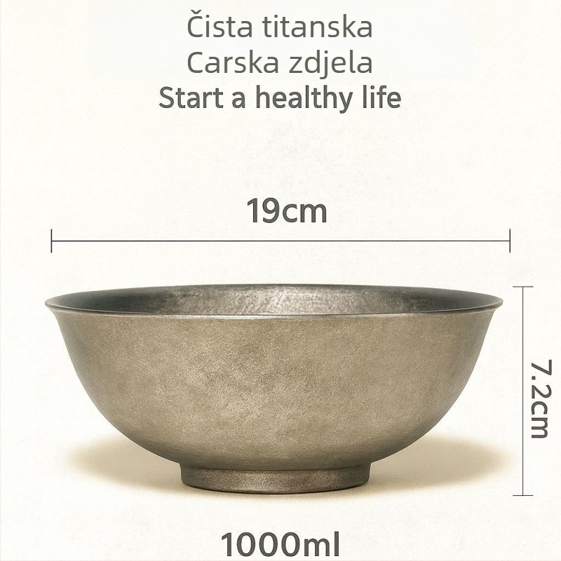 Parna zdjela od titanijeve legure, okrugla, površina od čistog titana, antibakterijska, otporna na toplinu, mikrovalna sigurna, prilagodljiva — moderni minimalistički stil