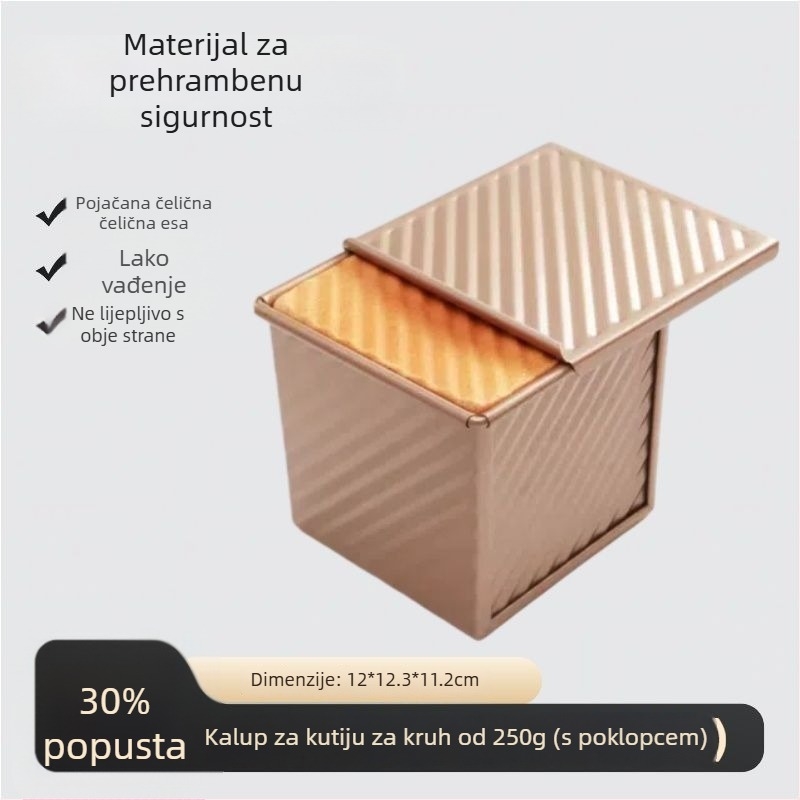 Kalup za tost s poklopcem, prehrambene kvalitete, kapaciteta 450 g, nelepiv, za pećnicu