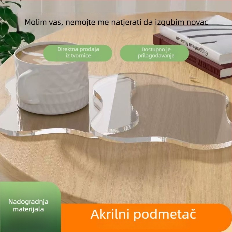 Prozirna akrilna podložka za čaše i zdjelu, nepravilan oblik oblaka, Inst stil, lagani luksuz, toplinska izolacija stola