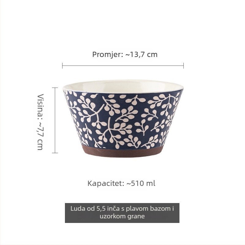 Porcelanske zdjele u japanskom stilu sa reljefnim uzorkom ispod glazure, konična zdjela za rižu, velik kapacitet, retro posuđe