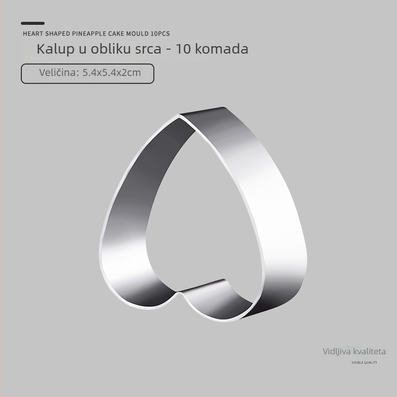 Set kalupa za kekse od aluminijske legure za pečenje, s nepravilnim oblicima: ananas, srce, pravokutnik i cvijet