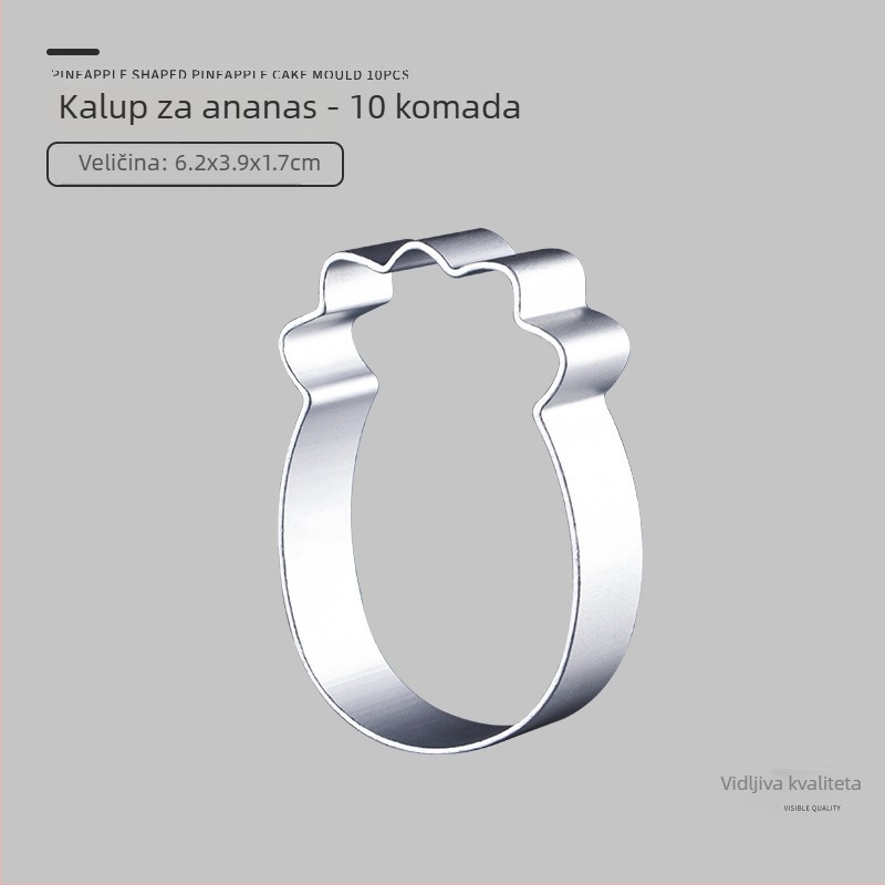 Set kalupa za kekse od aluminijske legure za pečenje, s nepravilnim oblicima: ananas, srce, pravokutnik i cvijet