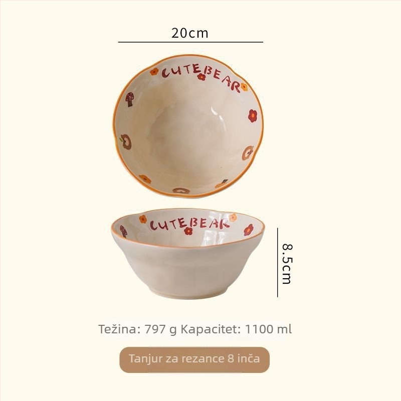 Porcelanska zdjela za rezance, kućna upotreba, japanski stil, podglazurna tehnika