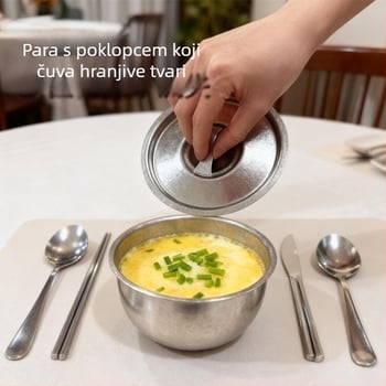 Posuda od čistog titana za kuhanje na pari jaja – jednofarbni uzorak, glazura sa snježnim pahuljama, moderan minimalistički luksuzni stil