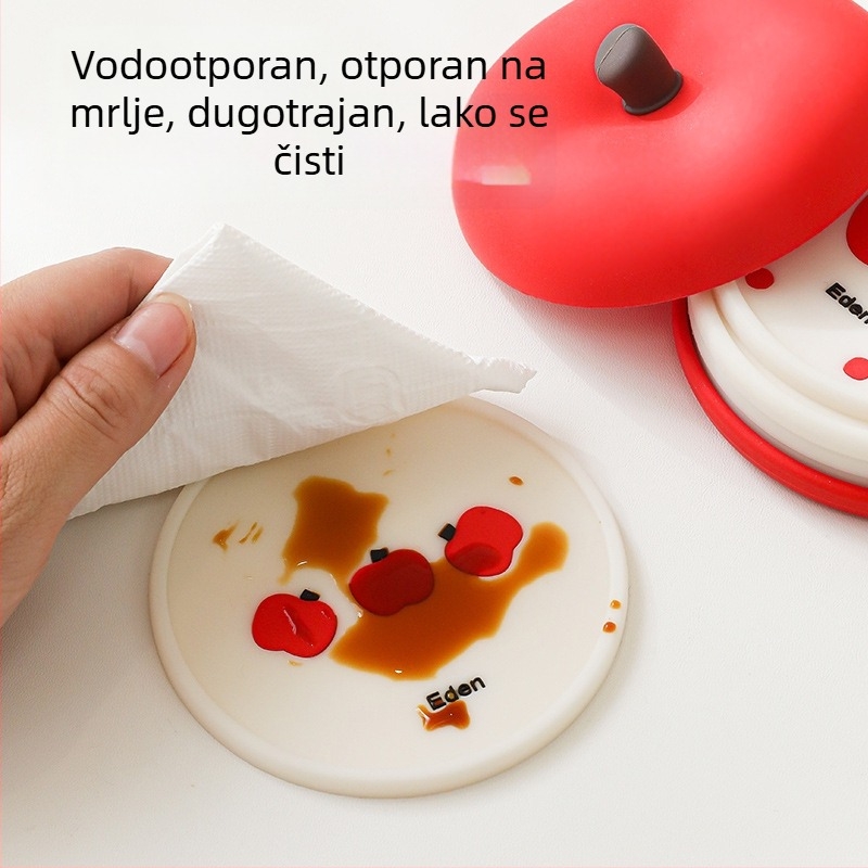 Set silikonskih podložaka za šalice - karikatura uzorak, kružni oblik, otporan na toplinu, moderan minimalistički stil