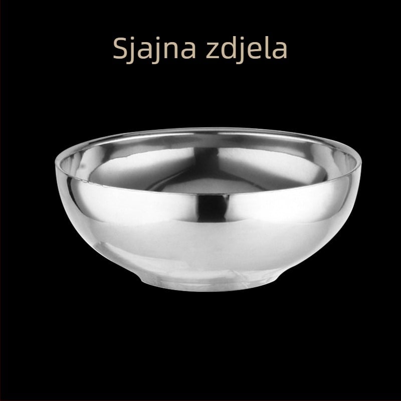 Dječja zdjela od nehrđajućeg čelika s dvostrukom izolacijom, četvrtastog oblika, kompatibilna s mikrovalnom pećnicom