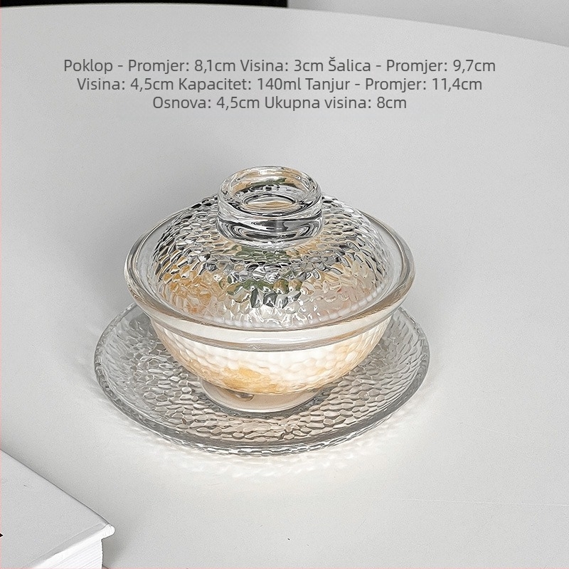 Staklena zdjela za desert Bird's Nest i White Fungus – okrugli oblik, premium staklo, jednostavan stil