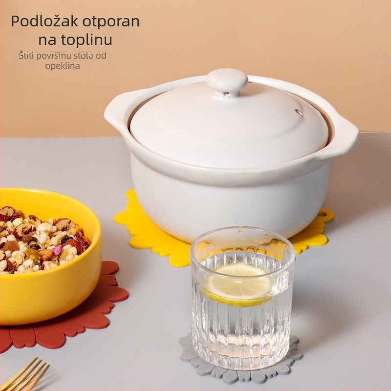 Yuechang Okrugla PVC podloga s dizajnom suncokreta, protuklizna za zdjele, lonce, tanjure i čajne podloge – nordijski stil