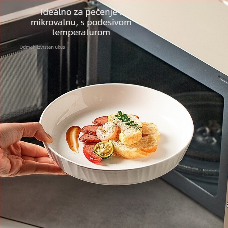 Porcelanski tanjur za večeru s podglazurnim premazom, mikrovalna kompatibilan, moderan minimalistički stil