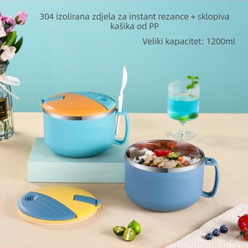 Posuda za instantnu nudlu od 304 nehrđajućeg čelika, zatvorena i izolirana, pogodna za mikrovalnu