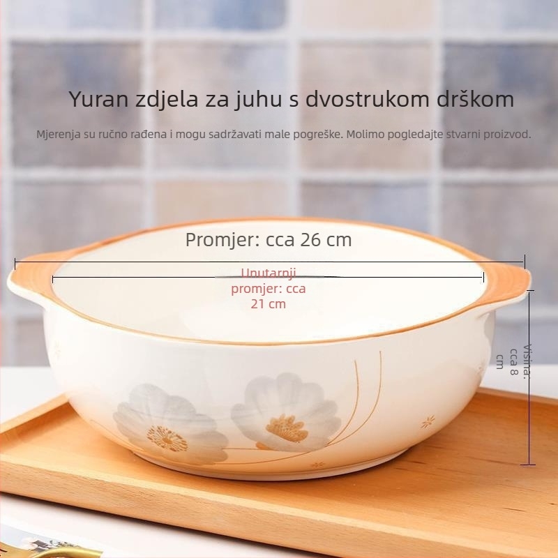Velika keramička zdjela za juhu s dvije ručke, japanskog stila, novi kreativni dizajn, za juhu od ribe i kiselog kupusa