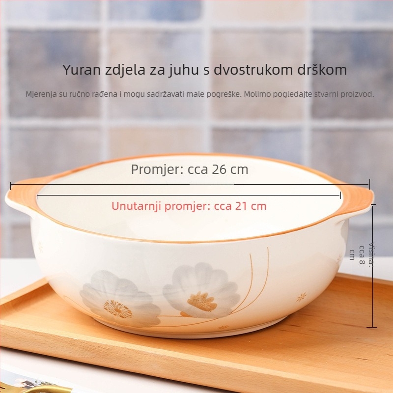 Velika keramička zdjela za juhu s dvije ručke, japanskog stila, novi kreativni dizajn, za juhu od ribe i kiselog kupusa