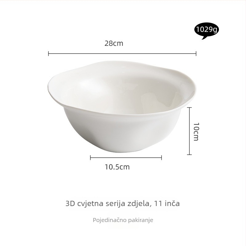 YOGEHOME porcelanska zdjela - nepravilnog oblika, duboka zdjela za juhu i rezance, mikrovalna sigurnost, podglazurno završna obrada, prilagodljivo