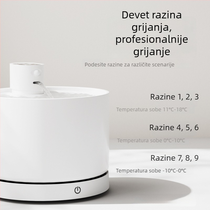 Keramički posluživač vode za kućne ljubimce s zimskim grijanjem konstantne temperature i kružnim filtriranjem; pogodan za mačke i pse. Model LE-CF-01