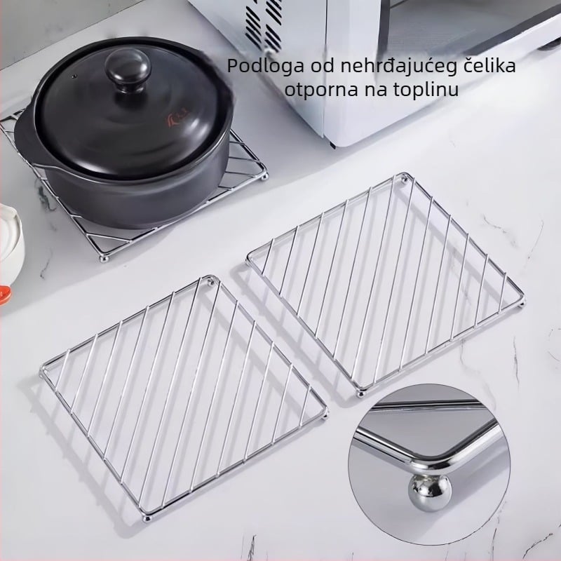 Nehrđajući čelični topli podmetač za kuhinju, pogodan za radnu ploču i blagovaonicu, podmetač za posude i lonce, dizajn kovano željezo, zaštita od opeklina, otporan na toplinu