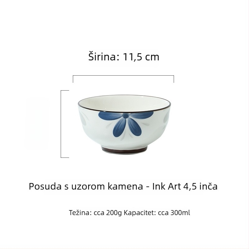 Hongjiaxing porculanska zdjela za rižu, okruglog oblika, podglazurna boja površine, otporna na mikrovalnu