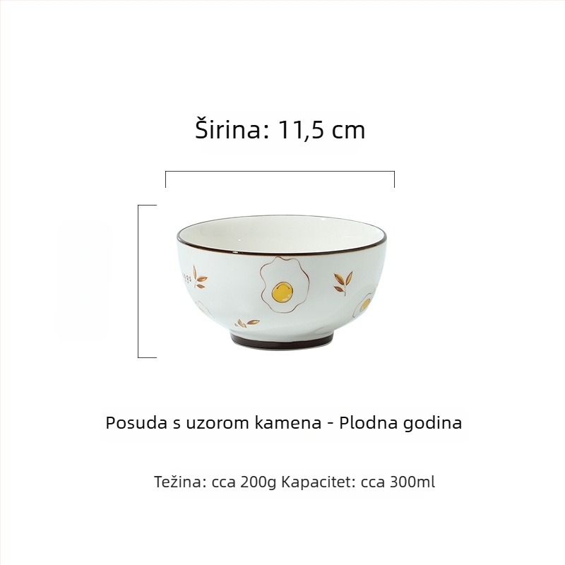 Hongjiaxing porculanska zdjela za rižu, okruglog oblika, podglazurna boja površine, otporna na mikrovalnu