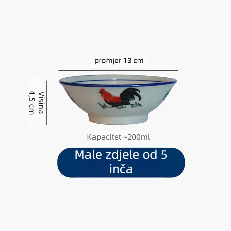 Porcelanska okrugla zdjela s prugastim uzorkom, mikrovalno otporna, tiskano logo
