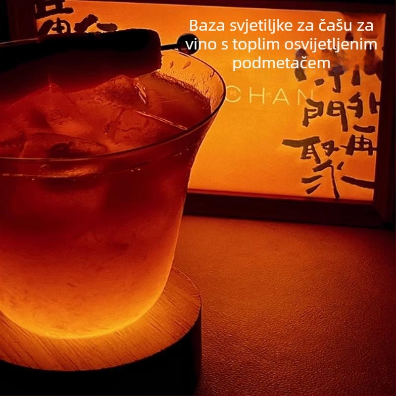Svetleća baza za čašu koktela sa osvijetljenom podlogom – set od 2