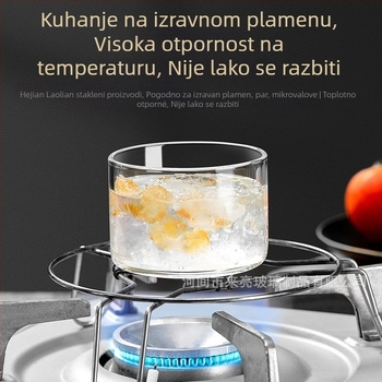 Posuda za parenje jaja s poklopcem od borosilikatnog stakla, mikrovalna sigurna, okrugla, otporna na toplinu