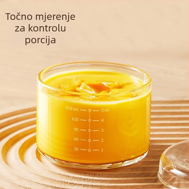 Posuda za parenje jaja s poklopcem od borosilikatnog stakla, mikrovalna sigurna, okrugla, otporna na toplinu