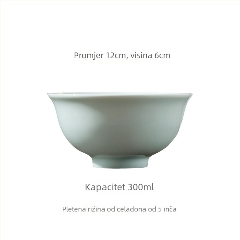Porcelanska zdjela za rezance i rižu, cvjetni uzorak, retro stil, podglazurna završna obrada, hotelska uporaba