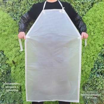 PVC pregača s rukavima – vodootporna, otporno na masnoće, prozirno matirane rukave, duljina 1.2 m
