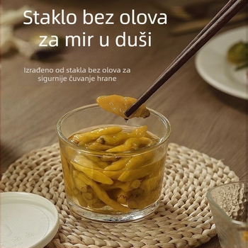 Staklena posuda za pohranu s hermetičnim poklopcem, nepropusna, prehrambena kvaliteta, za kiselo povrće, pohrana u hladnjaku, sprječava miješanje okusa, mala zdjelica za kiselo povrće