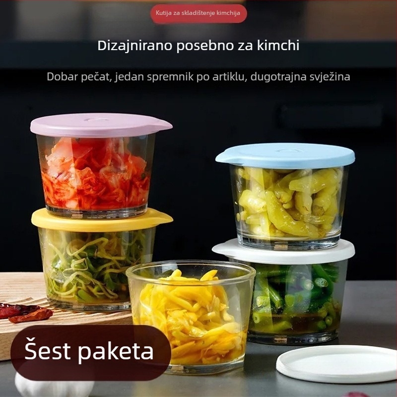Staklena posuda za pohranu s hermetičnim poklopcem, nepropusna, prehrambena kvaliteta, za kiselo povrće, pohrana u hladnjaku, sprječava miješanje okusa, mala zdjelica za kiselo povrće