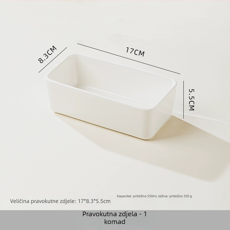 Porcelanska četvrtasta zdjela za parenje s kompletnim setom dodataka za električni parni kuhalo