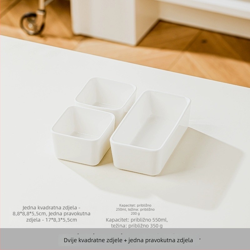 Porcelanska četvrtasta zdjela za parenje s kompletnim setom dodataka za električni parni kuhalo