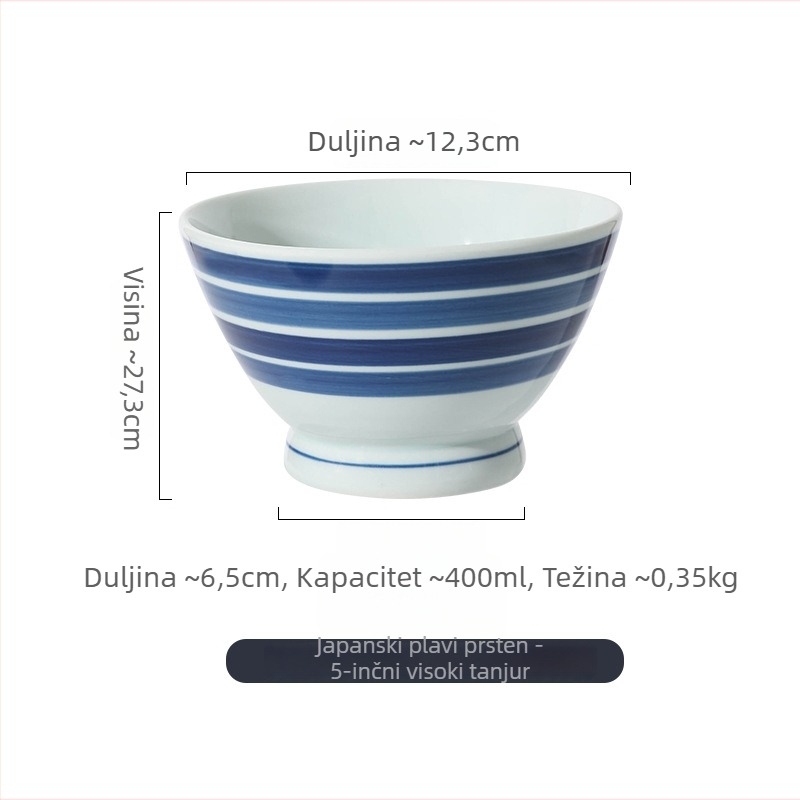 Porcelanska zdjela s prugama, okrugla, pogodna za mikrovalnu pećnicu, podglazurna završna obrada