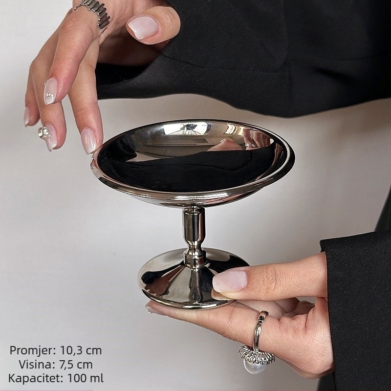 Nehrđajući čelični desertni goblet, dvorski stil, okrugla posuda, za deserte i fotografiranje