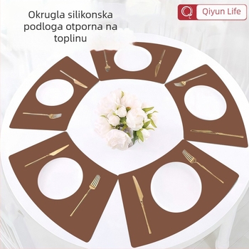 Kružni silikonski podmetač za stol, nepravilnog oblika, novi kineski stil, jednofarban uzorak, lansiran 2025