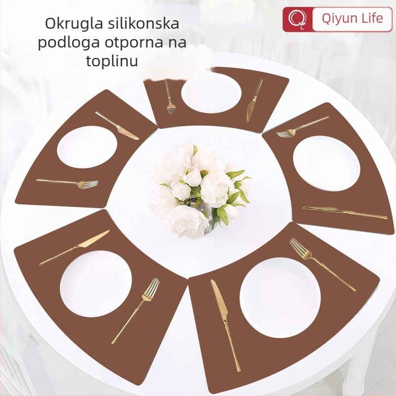 Kružni silikonski podmetač za stol, nepravilnog oblika, novi kineski stil, jednofarban uzorak, lansiran 2025