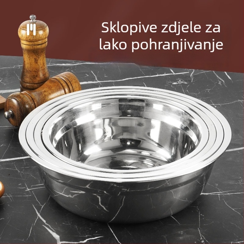 Disk za juhu od nehrđajućeg čelika 304, debeo i duboko, okrugli višenamjenski tanjur za posluživanje, polirani završetak