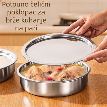 Nehrđajuća čelična zdjela za parenje jaja s poklopcem, prehrambena kvaliteta, za kućnu upotrebu, otporna na visoke temperature