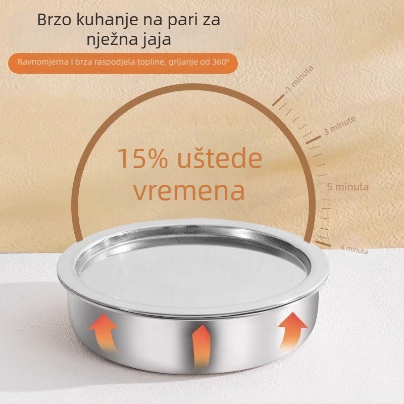 Nehrđajuća čelična zdjela za parenje jaja s poklopcem, prehrambena kvaliteta, za kućnu upotrebu, otporna na visoke temperature