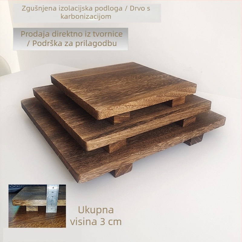 Drvena toplinska podloga, kvadratnog oblika, za električne štednjake, otporna na opekline, drveni podmetač, baza za glineni lonac, drveni podizač, moderni minimalistički dizajn.