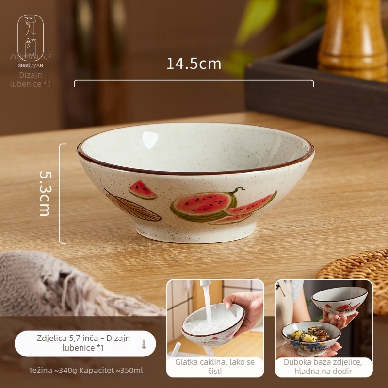 Porcelanske zdjele s podglazurnom bojom – retro kineskog stila, set zdjela za rižu, tjesteninu, juhu i desert za kućnu upotrebu