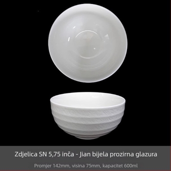 Porcelanska zdjela za rižu, podglazurna završna površina, moderni minimalistički kružni oblik, pogodna za mikrovalnu