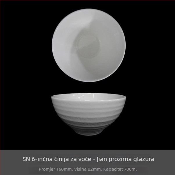Porcelanska zdjela za rižu, podglazurna završna površina, moderni minimalistički kružni oblik, pogodna za mikrovalnu
