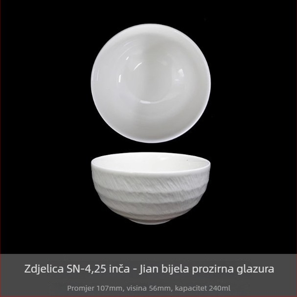 Porcelanska zdjela za rižu, podglazurna završna površina, moderni minimalistički kružni oblik, pogodna za mikrovalnu